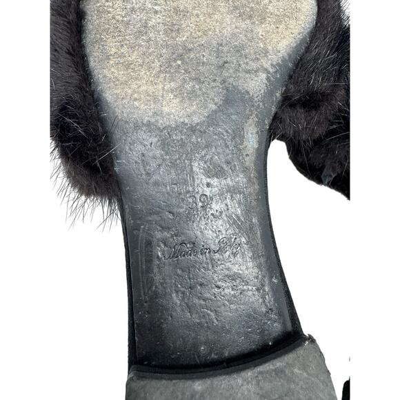 Louis Vuitton Black Fur Jeweled Slide Sandals Women’s EU 39 Luxury Designer - Picture 5 of 9